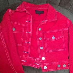 Kendall & Kylie Red Denim Jacket